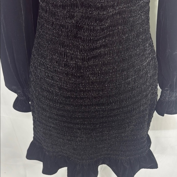LoveShackFancy Black Smocked Mini Dress Long Sleeve Size L - Picture 12 of 13